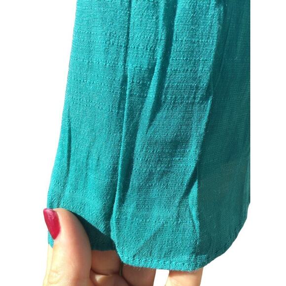 Zac & Rachel shirt womens M medium green flutter sleeve western bohemian festive - Picture 5 of 11